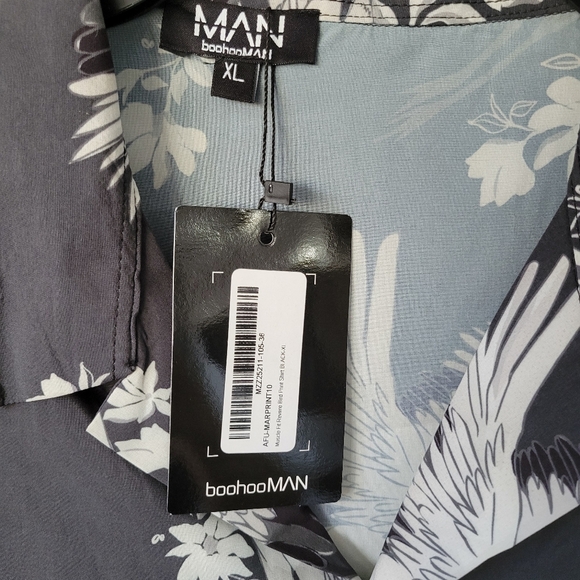 Boohoo Man Muscle Fit Bird Print Shirt - Picture 6 of 8